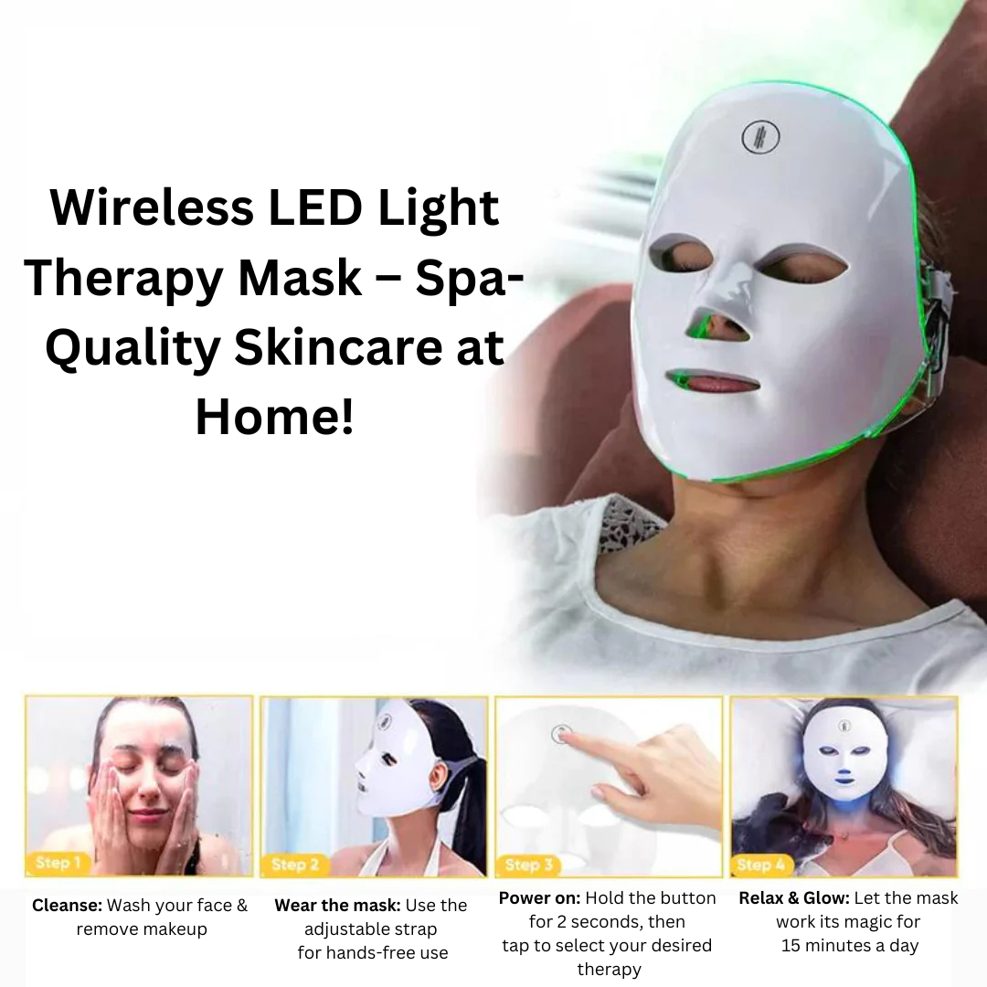 Wireless LED Light Therapy Mask – Spa-Quality Skincare at Home!